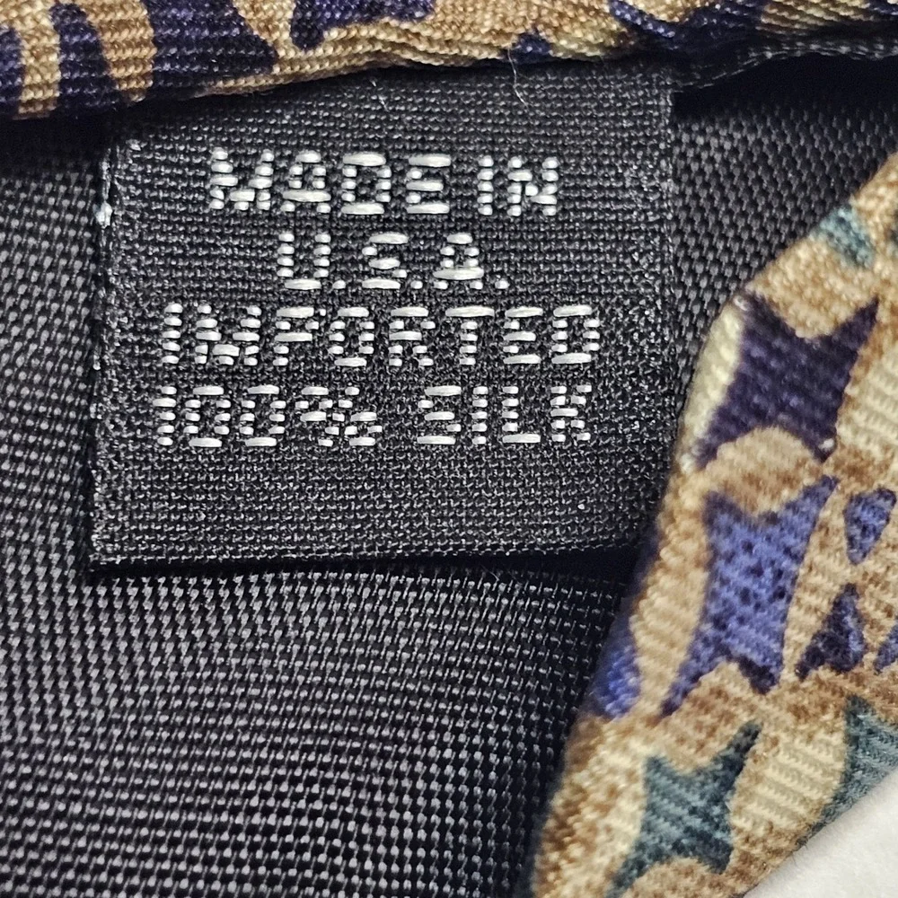 Geoffrey Beene Luxury Tie Gold Blue Green Geometric Woven 100% Silk Necktie‎ USA